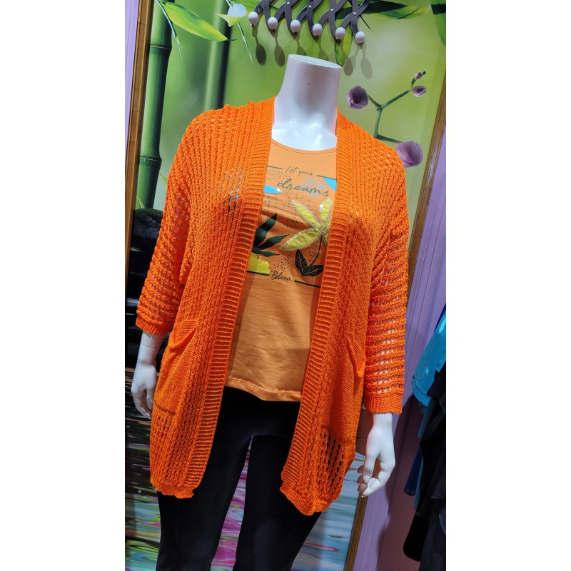 chaqueta rejilla naranja