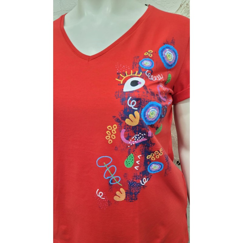 camiseta algodón roja