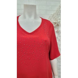 blusa roja strass