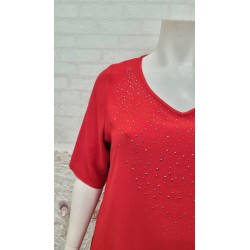 blusa roja strass