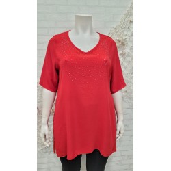 blusa roja strass