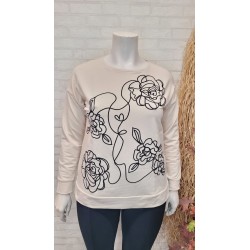 sudadera fashion flower crudo