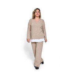 Pantalón tricot piedra