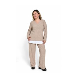 Pantalón tricot piedra