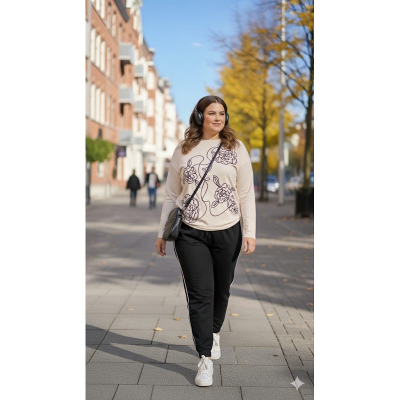 sudadera fashion flower crudo