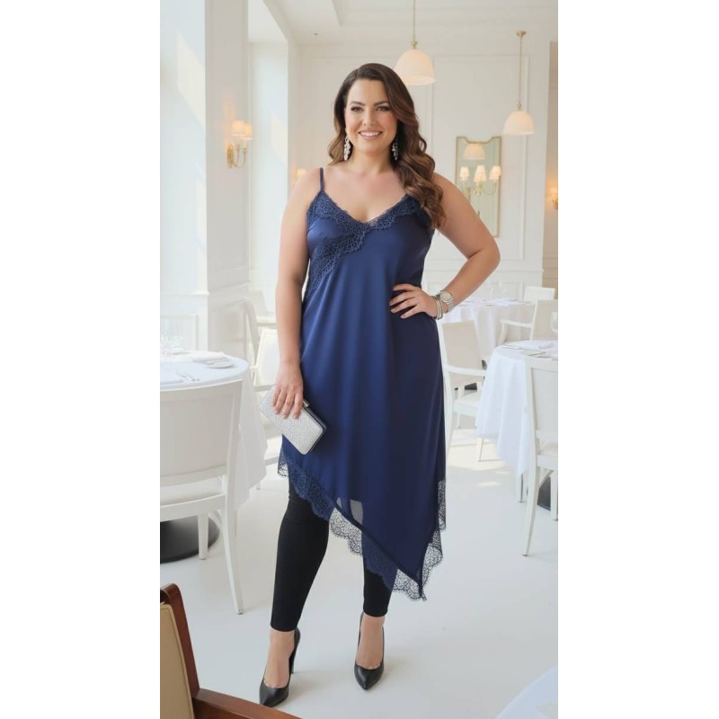 vestido lencero azul noche