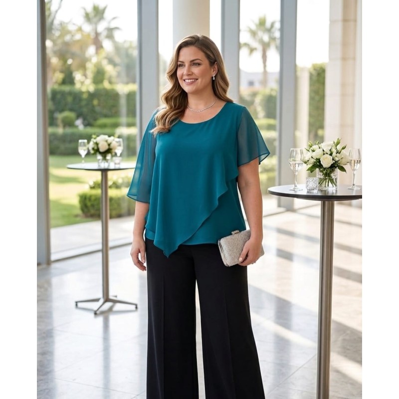 blusa capas turquesa