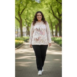 sudadera cremallera rosa estampada