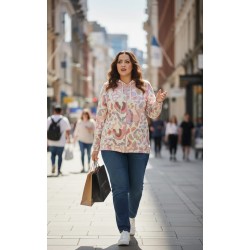 sudadera cremallera rosa estampada