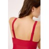 bañador reductor con aros cruzado rojo