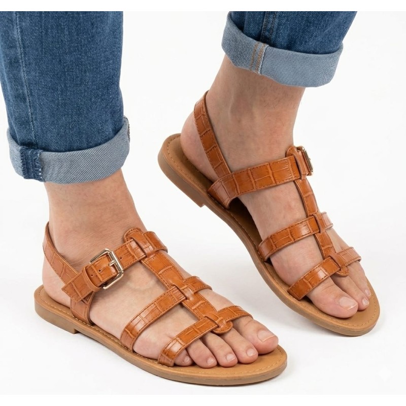 sandalia romana camel